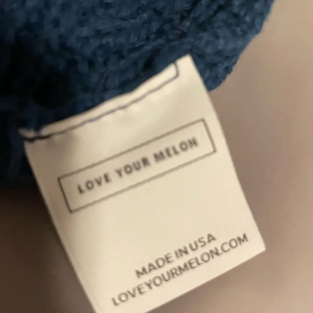 Love Your Melon Navy Monochrome Cuffed Beanie Hat OS